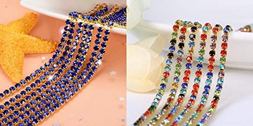 DIY Crafts Pack of 10 Yards 10x1, 5mm, 10 Yards Random Colour Glass Crystal Rhinestone Chain,Gold Bottom Sew on Cup Chains for Ga(Pack of 10 Yards 10x1, 5mm) - Image 3