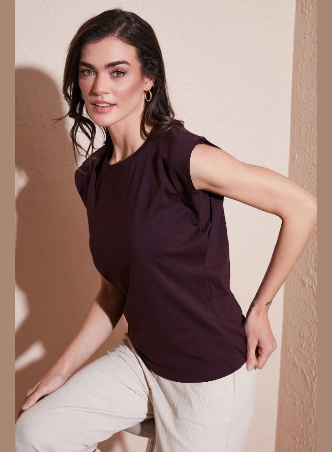 Lela Lela Cotton Crew Neck Sleeveless T Shirt Women's T-Shirt 5864019