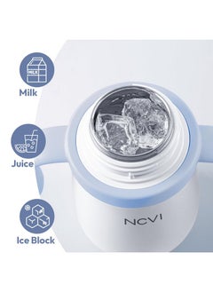 NCVI NCVI Kids Stainless Steel Straw Cup for Toddler 1-3 Years Old, Training Tumbler with Straw Spill Proof with Handle, Insulated Bottle to Keep Cold Warm for Water/Milk/Drink, Blue 10floz  - Image 5