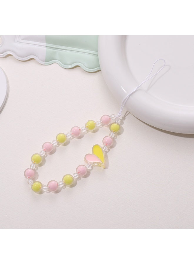 NIBEMINENT Phone Charm/ Chain Strap for Women Girls, Colorful Love Cell Phone Case Lanyard Wrist Strap - Image 1