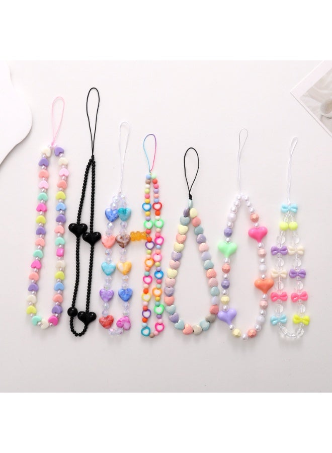 NIBEMINENT Phone Charm/ Chain Strap for Women Girls, Colorful Love Cell Phone Case Lanyard Wrist Strap - Image 2