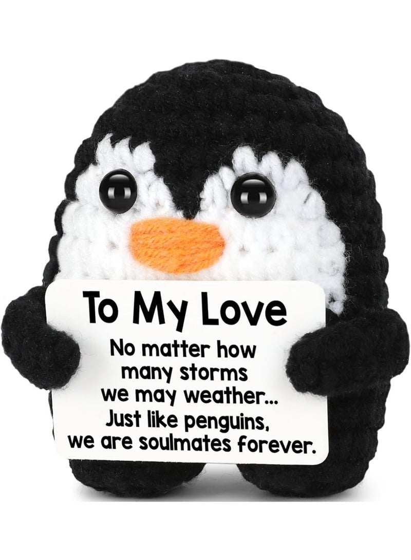 Gifts for Him Her Boyfriend Girlfriend Birthday Christmas, To My Love Handmade Crochet Penguin, Wedding Anniversary Valentines Gift for Women Men, Romantic I Love You Gift for Couples Wife Husband - Image 1
