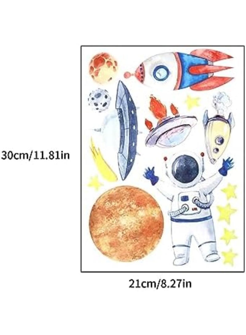 SYOSI Space Wall Stickers Set of 4 - Creative Astronaut, Planet, Spaceship Design - PVC Waterproof Decals for Door Windows Wall - for Boys Girls Bedroom, Baby's Room, Living Room, Classroom - Image 5