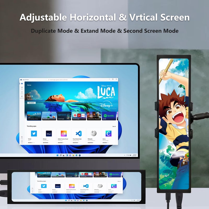 ZHAOCAILIN 11.3 Inch Mini Monitor - FHD IPS1920x440 LCD Display, Computer Secondary Screen, CPU Temp Monitors with Casing for PC Case Temp Windows Aida64 CPU GPU Monitor - Image 3