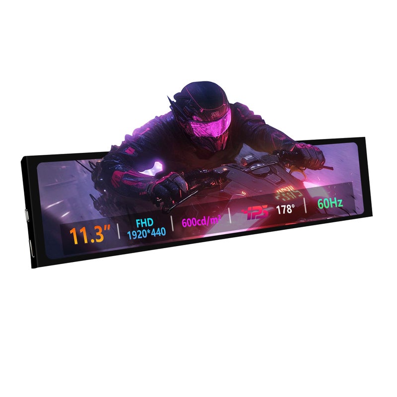 ZHAOCAILIN 11.3 Inch Mini Monitor - FHD IPS1920x440 LCD Display, Computer Secondary Screen, CPU Temp Monitors with Casing for PC Case Temp Windows Aida64 CPU GPU Monitor - Image 1