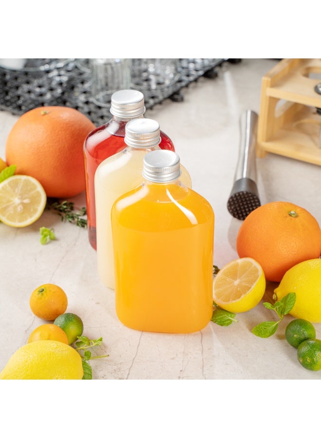 Restaurantware زجاجات ليكور سعة 10 أونصات من بوتل تيك، 100 زجاجة بلاستيكية فارغة - قابلة للتخلص، مع أغطية ألمنيوم، زجاجة هدايا حفلات بلاستيكية شفافة، لعصير، زنجبيل، أو صلصات - Image 5