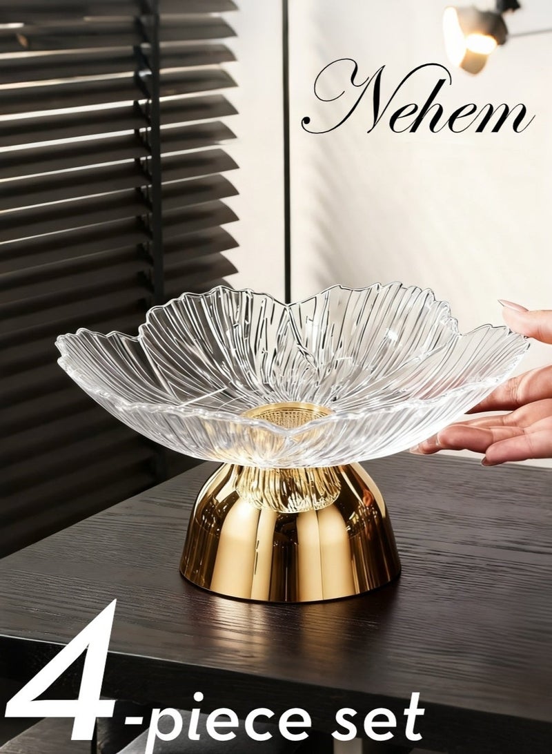 nehem 4 PCS Clear Serving Tray, Serving Plate, Elegant Floral Pattern Clear Trays, Spill-Proof Tray,Decorative Serving Tray for Candy, Fruit, Nuts & Desserts - Image 3