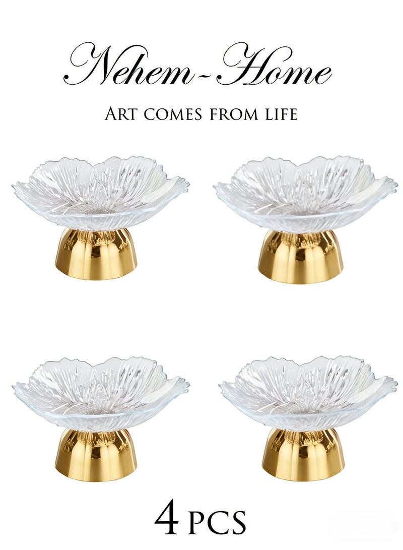 nehem 4 PCS Clear Serving Tray, Serving Plate, Elegant Floral Pattern Clear Trays, Spill-Proof Tray,Decorative Serving Tray for Candy, Fruit, Nuts & Desserts - Image 1