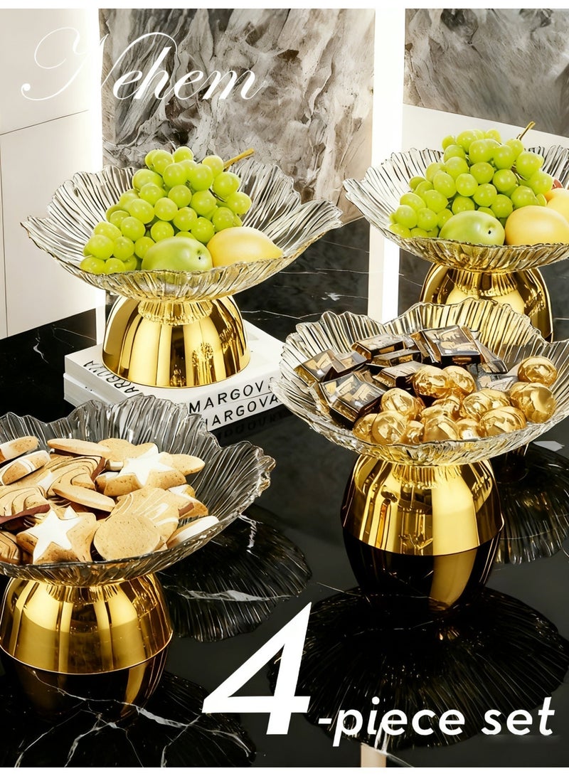 nehem 4 PCS Clear Serving Tray, Serving Plate, Elegant Floral Pattern Clear Trays, Spill-Proof Tray,Decorative Serving Tray for Candy, Fruit, Nuts & Desserts - Image 2