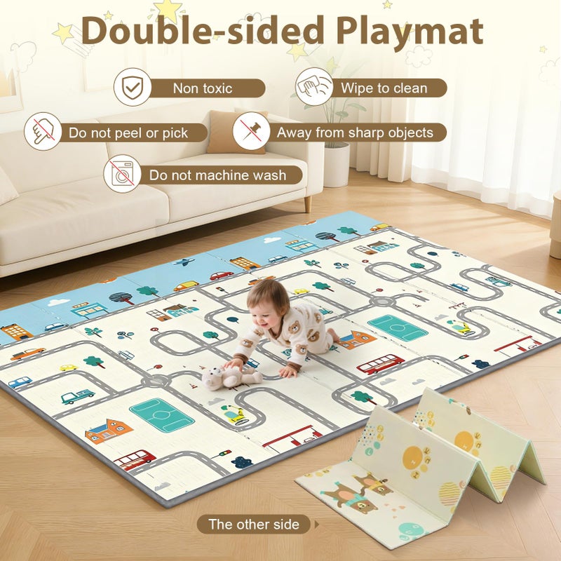 Abdtech Baby Playpen with Mat 79x71inch - Extra Large Play Pen for Babies and Toddlers Indoor & Outdoor Baby Playard with Soft Breathable Mesh Cover - Sturdy Foam Infant Gate Playpen(Apricot) - Image 5