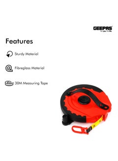 GEEPAS Geepas 30M Fiberglass Measuring Tape | Durable ABS Casing with Metal End Hook | Metric & Imperial Graduations | Model GT59013  - Image 3