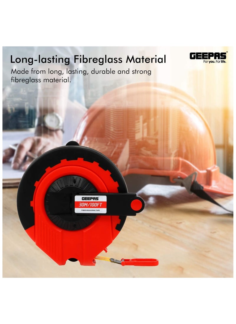 GEEPAS Geepas 30M Fiberglass Measuring Tape | Durable ABS Casing with Metal End Hook | Metric & Imperial Graduations | Model GT59013  - Image 5