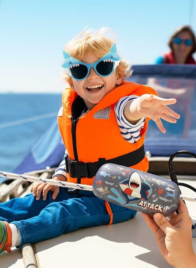 Aurlar Shark Kids Sunglasses with Hard Shell Case – UV400 Protection, Lightweight Fun Design for Boys Aged 3–8, Perfect for Outdoors, Travel & Gifting - Image 3