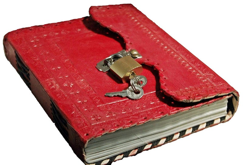 Tuzech Leather Journal Diary to Write Poems, Leather Notebook Personal Memoir Antique Handmade Leather Bound Daily Notepad for Men & Women Sketchbook Planner Personal Daily Diaires Students Notepads Writing Office College school Diaries with Lock & Key King Red (7 Inches-5 Inches) - Image 3