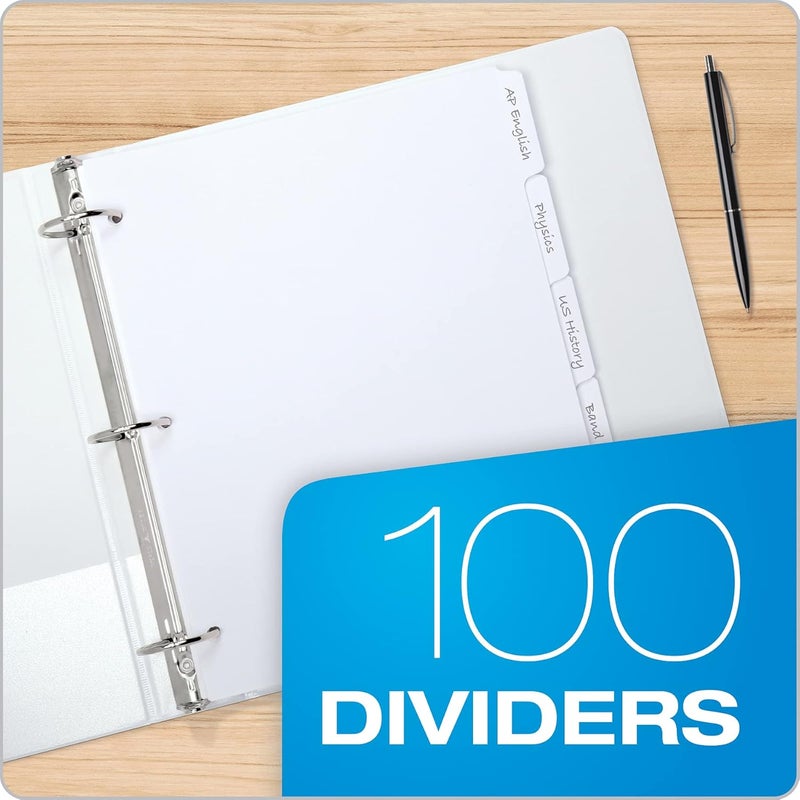 Oxford Blank Write On Binder Dividers, 1/5 Cut Tabs, 3 Hole Punch Dividers in 5 Tab Sets, 100 Dividers, 20 Sets, White (89981) - Image 5