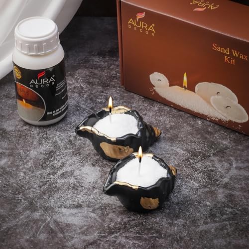 AURA DECOR AuraDecor Sand Wax Kit with 2 Sea Shells for & 250gm Sand Wax for Making Customized Candle, Candle Making Kit - Image 1
