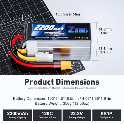 Zeee 6S Lipo Battery 2200mAh 22.2V 120C Soft Case Battery with XT60 Connector for RC Airplane Helicopter RC Car Truck Tank Drone Racing Hobby(2 Pack) - Image 2