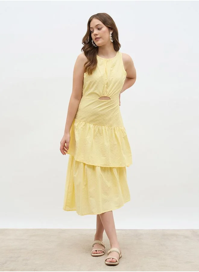 ستايلي Styli Solid Sleeveless Layered Midi Dress
