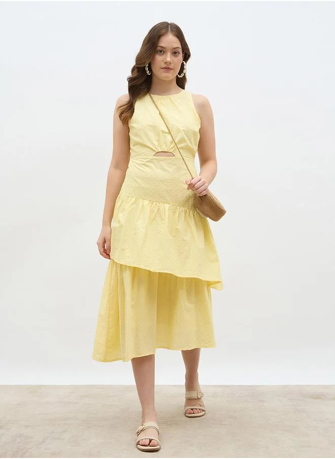 ستايلي Styli Solid Sleeveless Layered Midi Dress