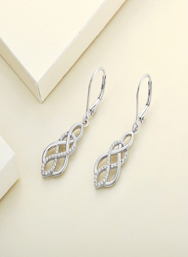 YL Celtic Knot Earrings 925 Sterling Silver Inifinity Leverback Earring Twised Dangle Drop Jewelry for Women - Image 5