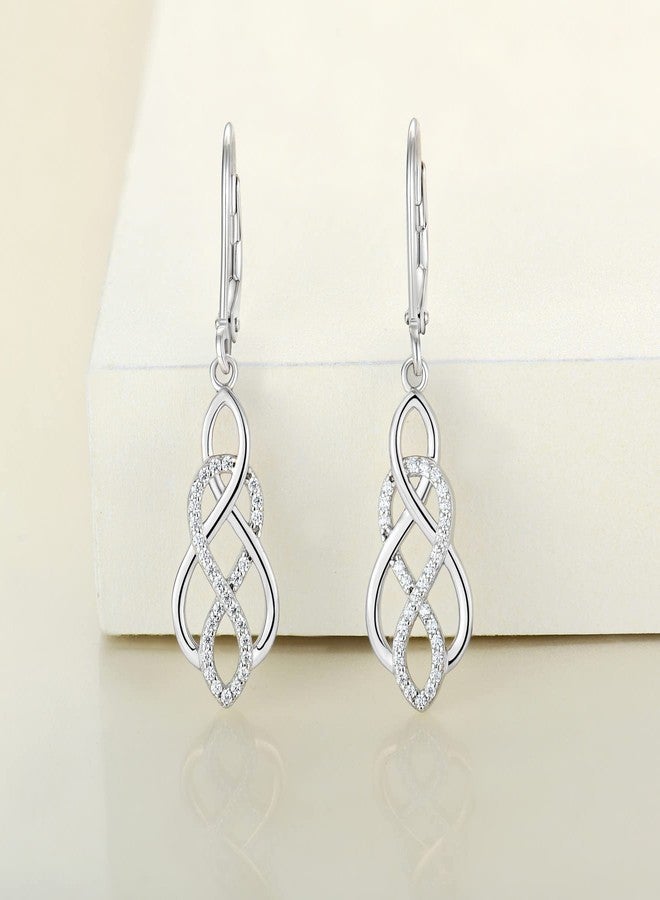 YL Celtic Knot Earrings 925 Sterling Silver Inifinity Leverback Earring Twised Dangle Drop Jewelry for Women - Image 4
