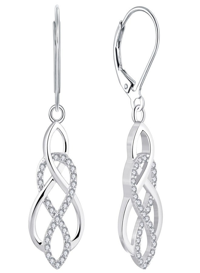 YL Celtic Knot Earrings 925 Sterling Silver Inifinity Leverback Earring Twised Dangle Drop Jewelry for Women - Image 1