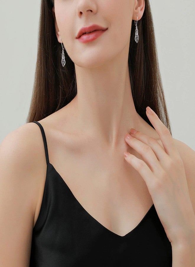 YL Celtic Knot Earrings 925 Sterling Silver Inifinity Leverback Earring Twised Dangle Drop Jewelry for Women - Image 3