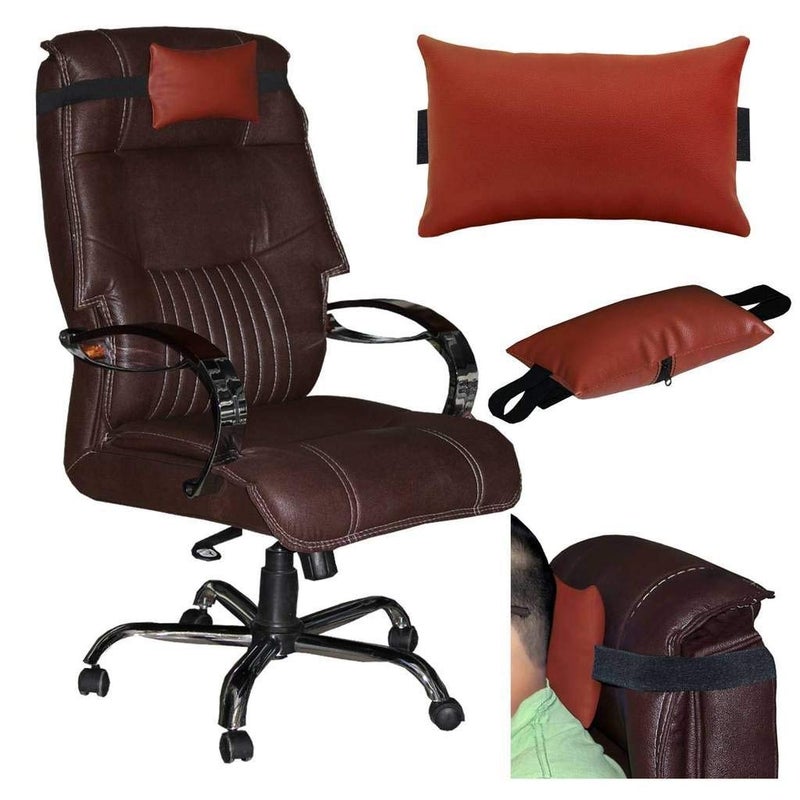 ACM Acm Leather Cushion Pillow Head & Neck Rest Compatible with Executive Chair Brown (This is Pillow for Chair and Chair is not Included) - Image 2