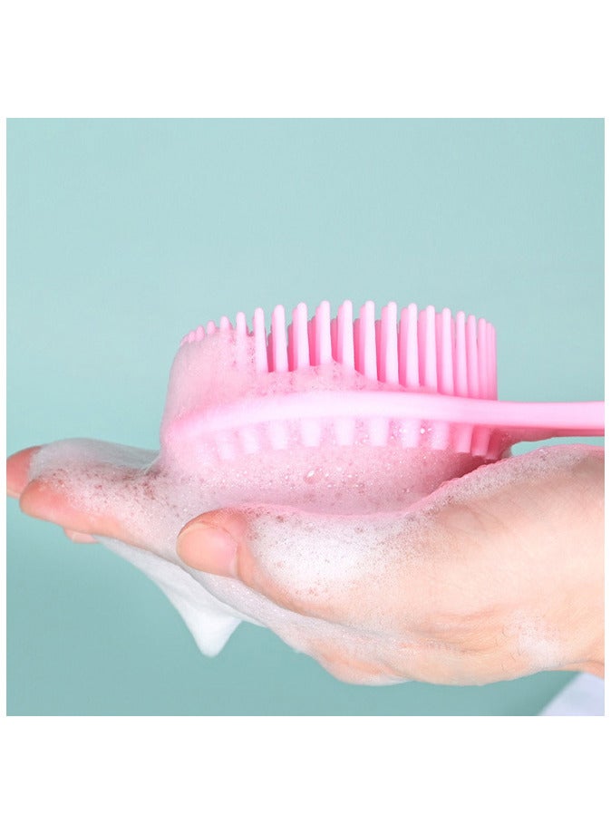 أداة تنظيف الظهر من السيليكون بشعيرات ناعمة لتنظيف الظهر باللون الوردي - Image 3