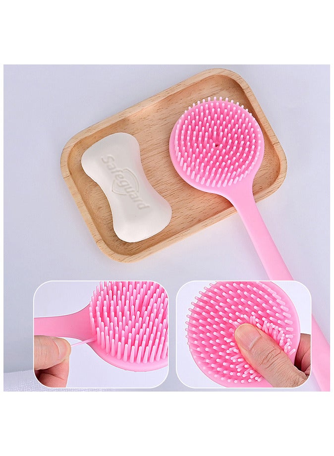 أداة تنظيف الظهر من السيليكون بشعيرات ناعمة لتنظيف الظهر باللون الوردي - Image 2