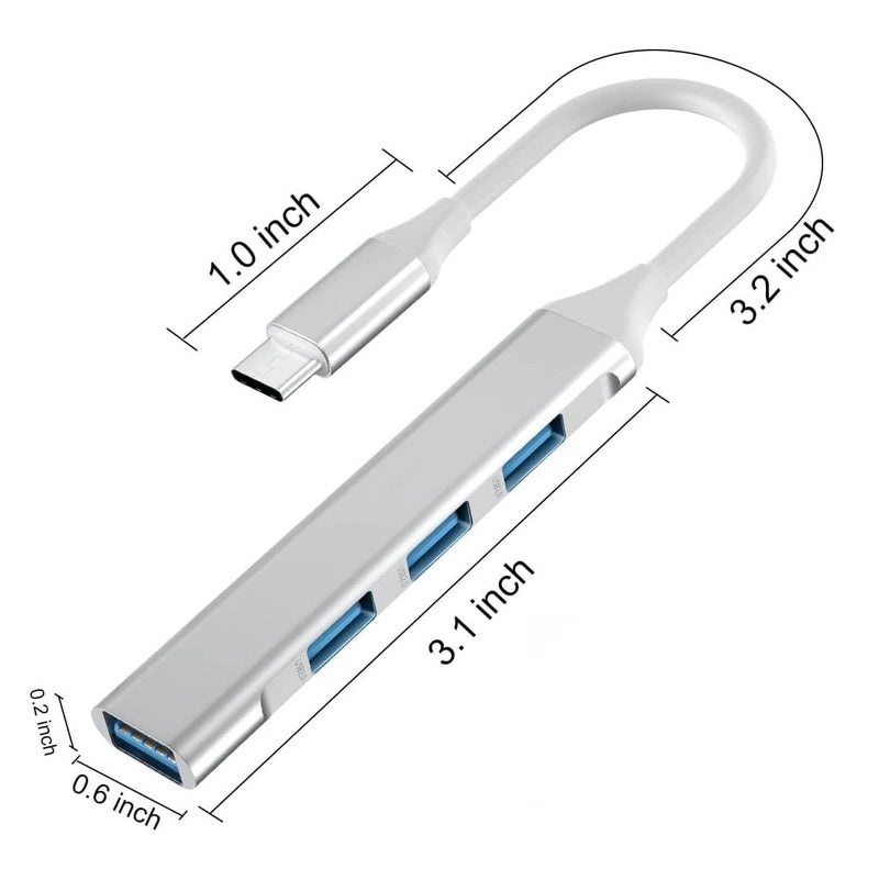 Sounce محور USB C محمول 4 في 1 (Type-C إلى 4 منافذ USB-A) مع غلاف من الألمنيوم، محور USB 3.0 متوافق مع الكمبيوتر الشخصي، الجهاز اللوحي، والهاتف الذكي - أبيض - Image 4