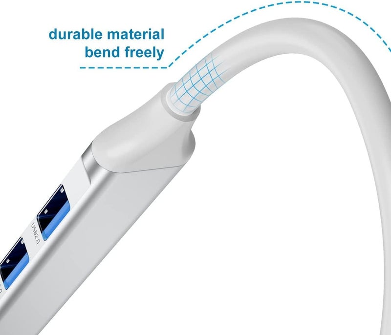 Sounce محور USB C محمول 4 في 1 (Type-C إلى 4 منافذ USB-A) مع غلاف من الألمنيوم، محور USB 3.0 متوافق مع الكمبيوتر الشخصي، الجهاز اللوحي، والهاتف الذكي - أبيض - Image 2