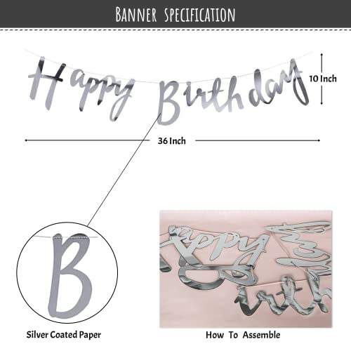 SpecialYou.in Special You Birthday Decoration Items Kit for Girls and Boys with Green, Gray and Silver chrome Balloons and Happy birthday Cursive Happy birthday Banner and arch tape for balloon garland- 55 Items - Image 4