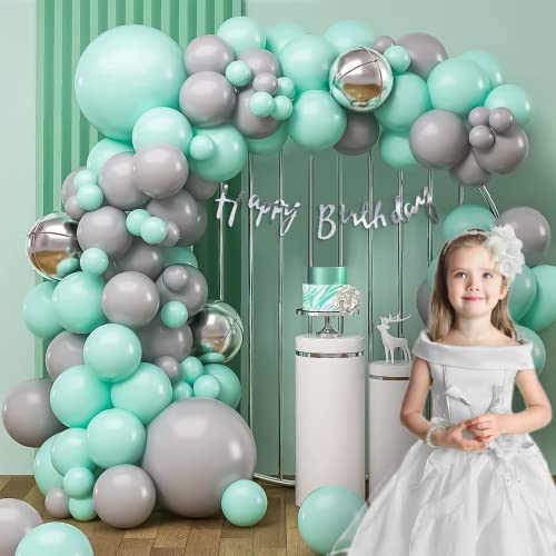 SpecialYou.in Special You Birthday Decoration Items Kit for Girls and Boys with Green, Gray and Silver chrome Balloons and Happy birthday Cursive Happy birthday Banner and arch tape for balloon garland- 55 Items - Image 3