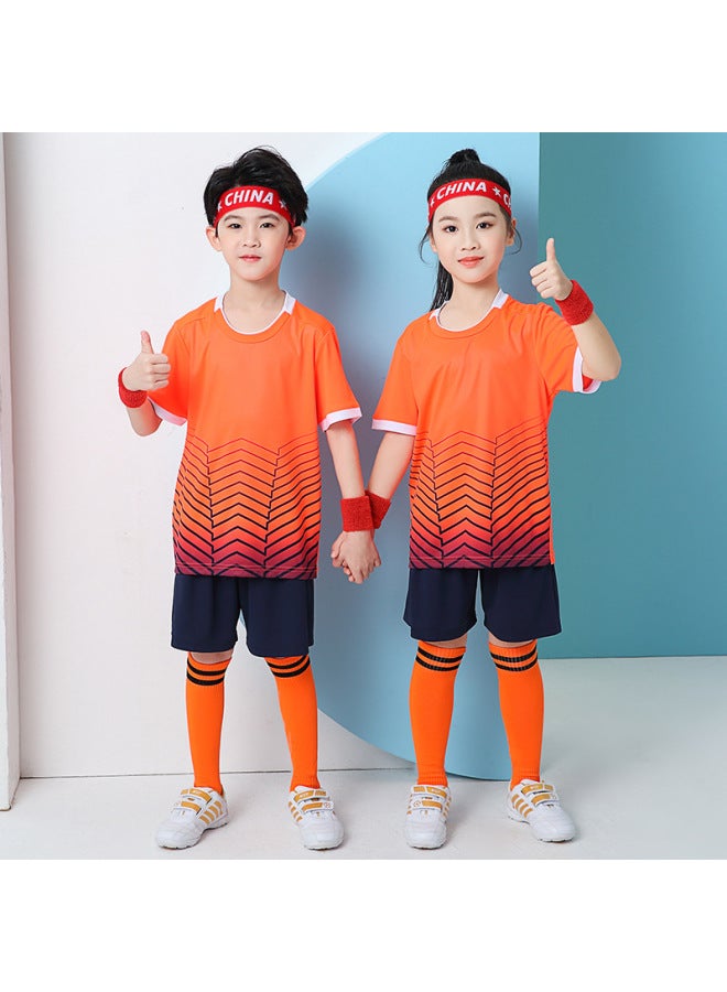 Fb04-orange Children's Football Uniform Suit Boy Summer Competition Training Uniform Primary School Student Sports Team Uniform Youth Jersey Printing