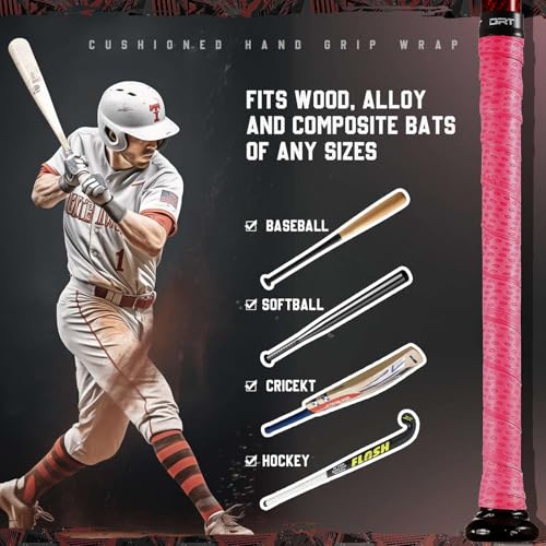 INSUM Baseball Bat Grip Tape Softball Bat Wrap Grip Tape 1.1mm (Pink) - Image 5