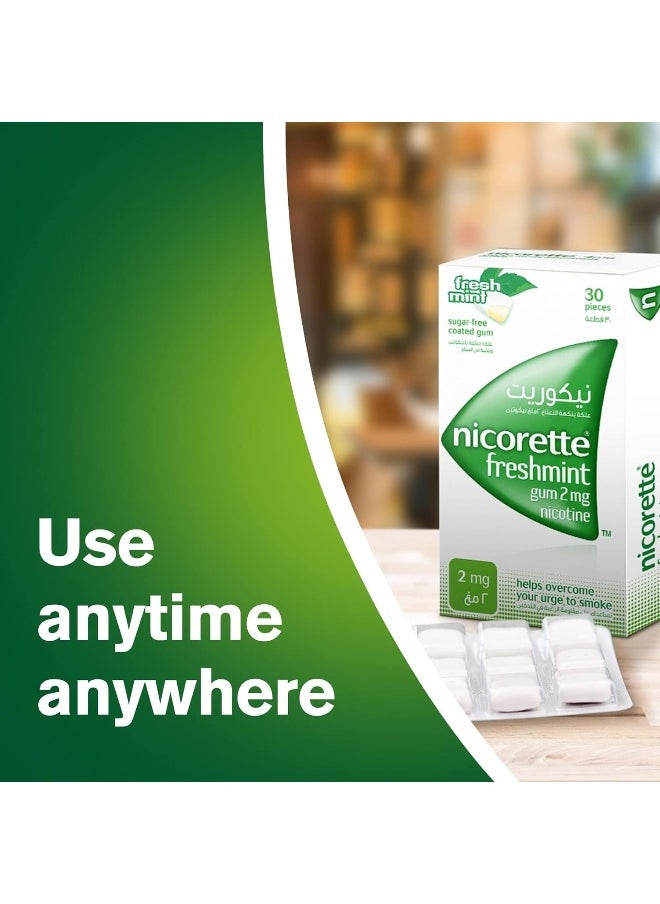nicorette - Gum 2 Mg Nicotine Gum Sugar-Free Fresh Mint Flavor - 30 Pieces - Image 1