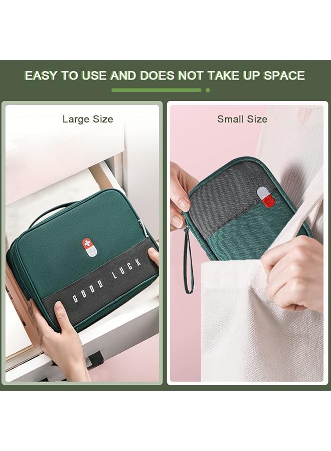 ELECDON Empty First Aid Bags Travel Medical Supplies Cosmetic Organizer Insulated Medicine Bag Convenient Safety Kit Suit for Family Outdoors Hiking Camping Car Office Workplace Green(Mom Son Bag)  - Image 3