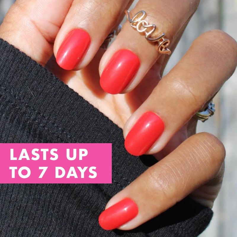 Olive & June Classic Super Stick Mani Press On Nails | No Glue Needed | 32 Tab Nails 16 Sizes | Non-Toxic Tabs Easy On-Off Non-Damaging Realist Look | 7-Day Wear | Short, Round| Lollipop Cherry Red - Image 3