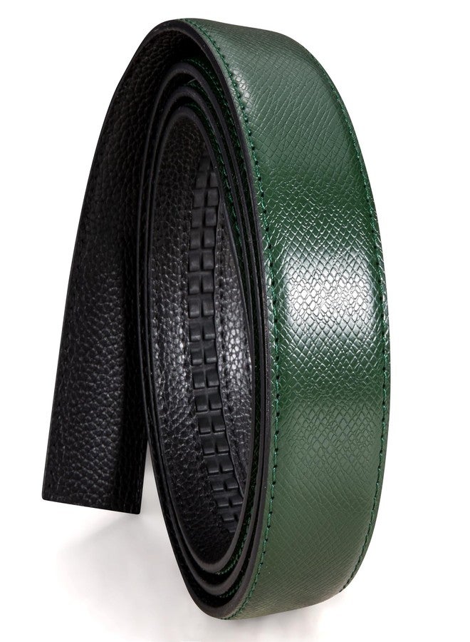 Dubulle Designer Mens Belts, Sliding Automatic Buckle Ratchet Dress Belt TOP Genuine Leather Strap Gifts, Green Gold, waist size 24'' to 38'', belt 43''(110cm) - Image 4
