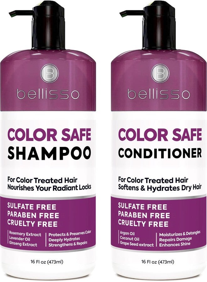 BELLISSO Color Safe Shampoo and Conditioner Set - Anti-Fade Protection for Color Treated, Dyed & Highlighted Hair - Sulfate & Paraben Free, Hydrating Formula with Rosemary, Coconut & Argan Oil for Women & Men - Image 1