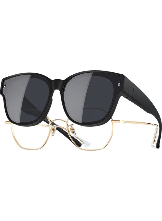 CAXMAN Myopia Sunglasses For Men And Women, Polarized Clip-On Sunglasses, Driving-Specific Cx3016 B01 Sand Black Frame With Gray Lenses - Image 3