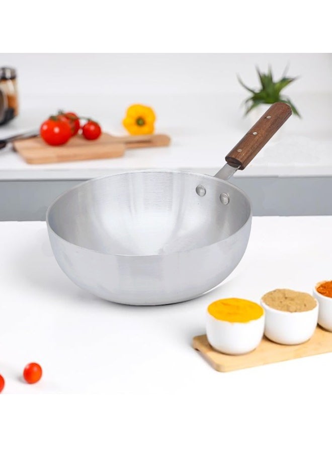 Royal Cuisine - Royal Cuisine Metal Finish Cooking Wok No. 11 – 28 cm Cooking Wok with Solid Wooden Handle, Durable Construction, 11 cm Depth, Shiny Metal Finish, Easy to Clean, Ideal for Authentic Asian Cuisine - Image 1