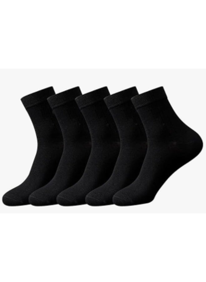 طقم 5 أزواج من الجوارب القطنية السوداء – مريحة وتهوية ممتازة
