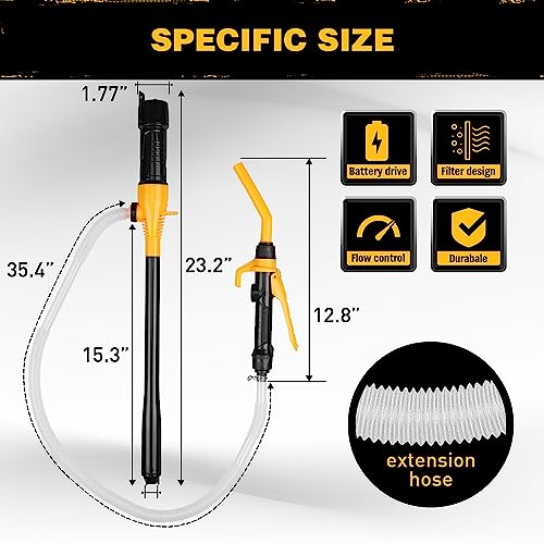ELEAD مضخة كهربائية محمولة تعمل بالبطارية - مضخة نقل الوقود/الماء 2.2 جالون في الدقيقة، مضخة سيفون سائلة مع تحكم في تدفق قابل للتعديل، مضخة غاز بتصميم فلتر، مضخة علب الغاز مثالية - Image 4