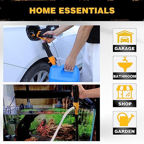 ELEAD مضخة كهربائية محمولة تعمل بالبطارية - مضخة نقل الوقود/الماء 2.2 جالون في الدقيقة، مضخة سيفون سائلة مع تحكم في تدفق قابل للتعديل، مضخة غاز بتصميم فلتر، مضخة علب الغاز مثالية - Image 2