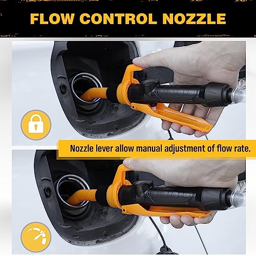 ELEAD مضخة كهربائية محمولة تعمل بالبطارية - مضخة نقل الوقود/الماء 2.2 جالون في الدقيقة، مضخة سيفون سائلة مع تحكم في تدفق قابل للتعديل، مضخة غاز بتصميم فلتر، مضخة علب الغاز مثالية - Image 3