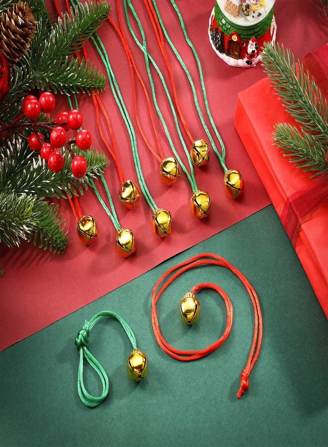 Gejoy 12 Pieces Christmas Bell Necklaces Large Gold Red Green Christmas Bell Necklaces for Craft Holiday Party Supplies (Cute Colors) - Image 4