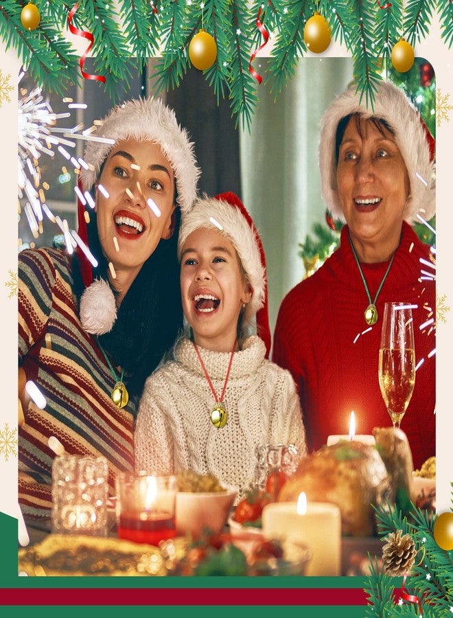 Gejoy 12 Pieces Christmas Bell Necklaces Large Gold Red Green Christmas Bell Necklaces for Craft Holiday Party Supplies (Cute Colors) - Image 5