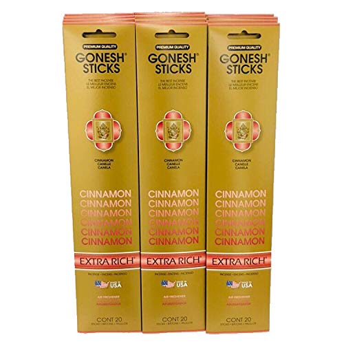 Gonesh Incense Sticks Extra Rich Collection Cinnamon 12 Pack 20 SticksPack